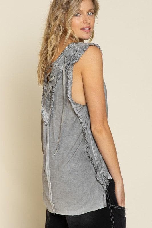 POL Criss-cross Lace-up Open Back Tank Top - SwagglyLife Home & Fashion