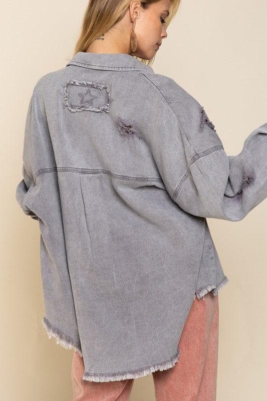 POL Fringe Distressed Oversized Jacket - SwagglyLife Home & Fashion