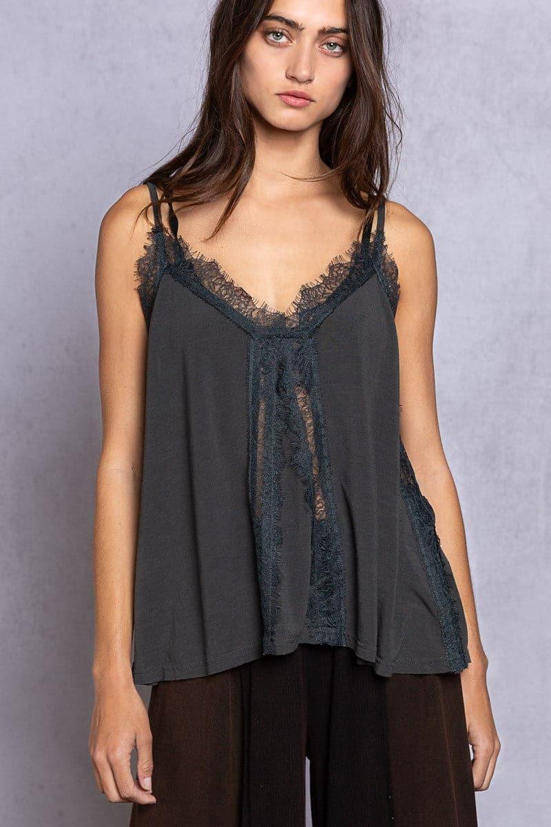 POL Lace Detail V-Neck Cami - SwagglyLife Home & Fashion