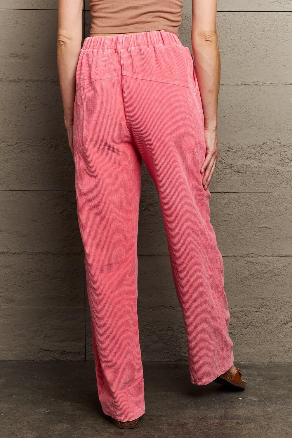 POL Leap Of Faith Corduroy Straight Fit Pants, Coral - SwagglyLife Home & Fashion