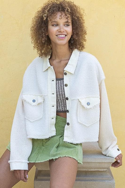 POL Sherpa Contrast Knit Oversized Jacket, Multiple Colors - SwagglyLife Home & Fashion