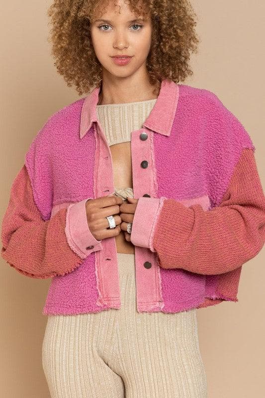 POL Sherpa Contrast Knit Oversized Jacket, Multiple Colors - SwagglyLife Home & Fashion