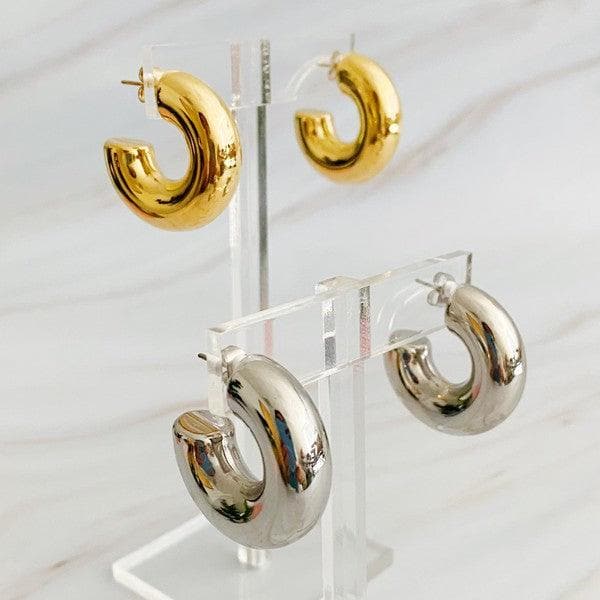 Polished Hollow Daily Hoop Earrings - SwagglyLife Home & Fashion