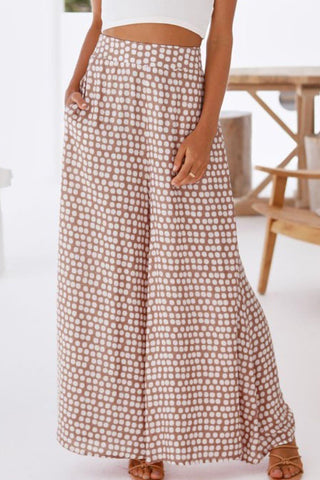 Polka Dot High Waist Wide Leg Pants with Pockets - SwagglyLife Home & Fashion