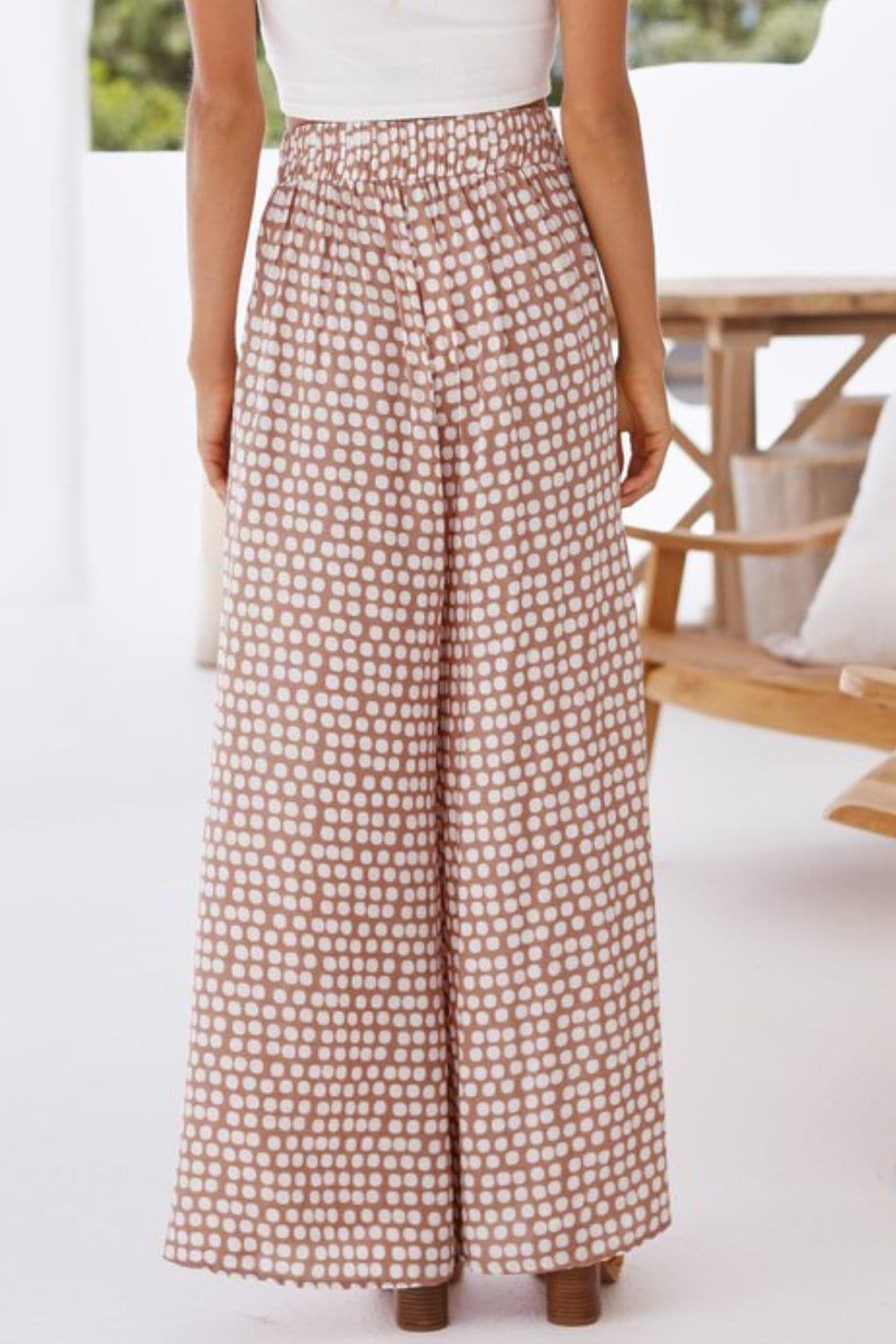 Polka Dot High Waist Wide Leg Pants with Pockets - SwagglyLife Home & Fashion