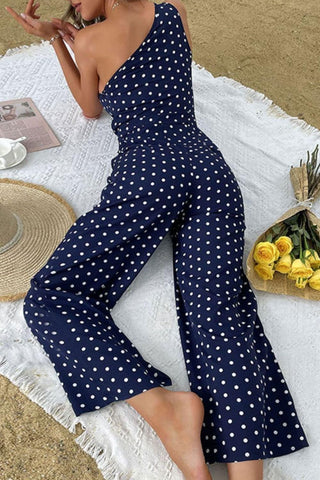 Polka Dot One-Shoulder Jumpsuit - SwagglyLife Home & Fashion