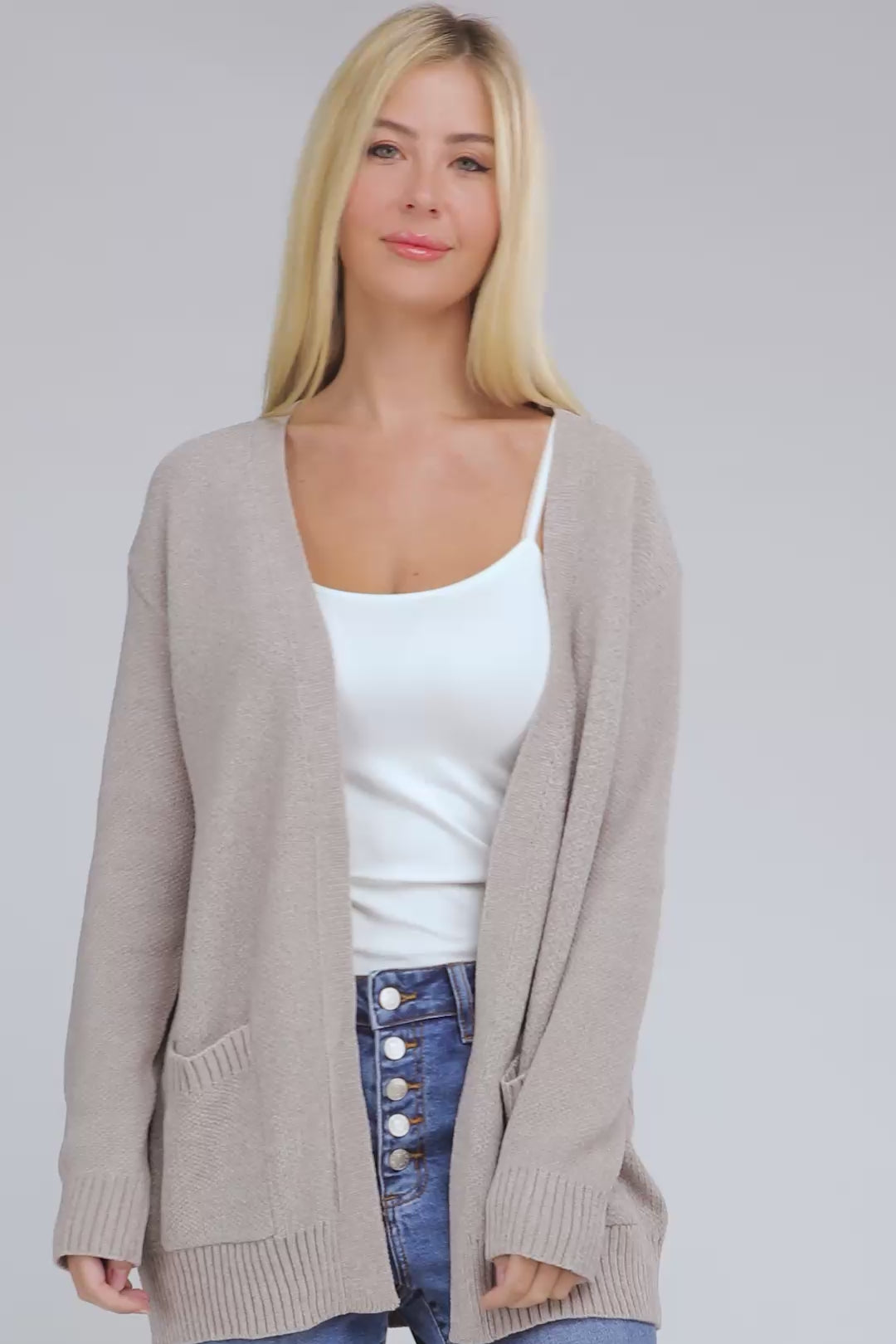 ZENANA Melange Open Front Sweater Cardigan