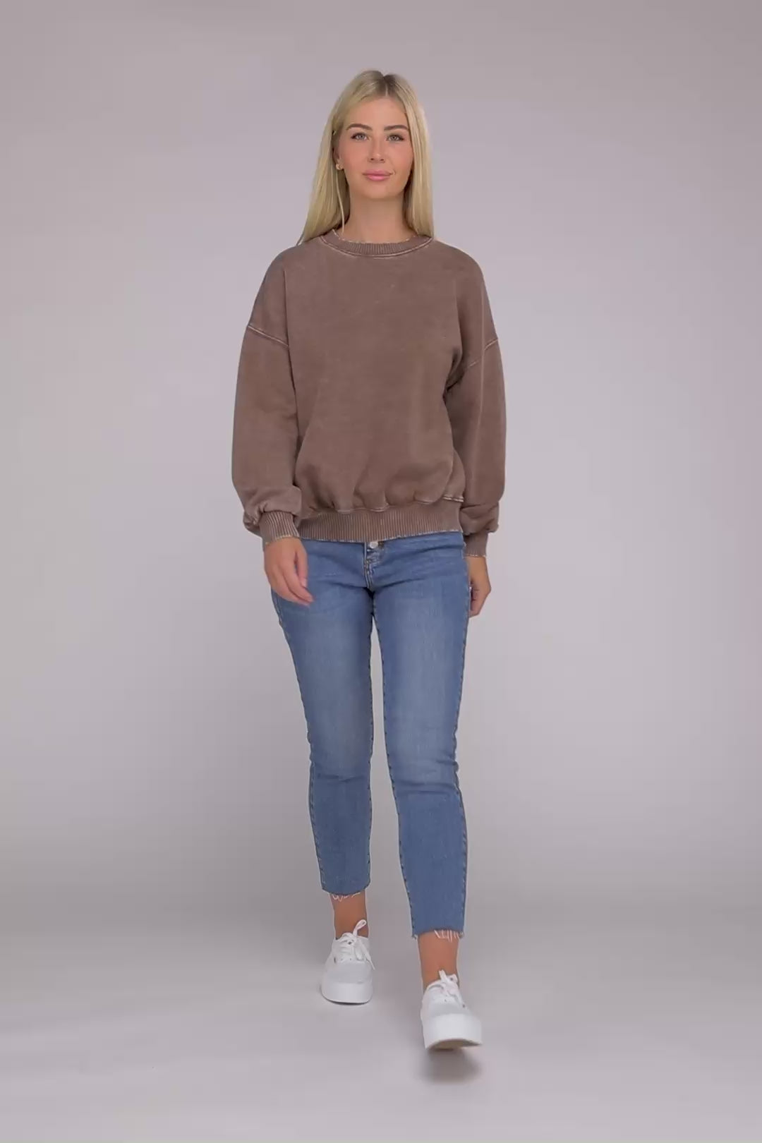 ZENANA Acid Wash Fleece Oversized Pullover