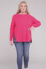 Zenana Plus Melange Baby Waffle Long Sleeve Top