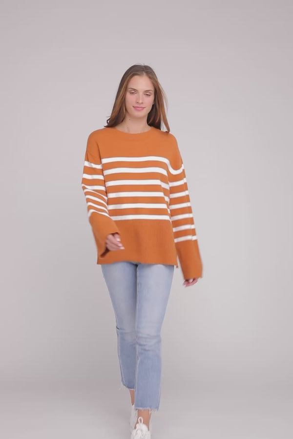 BiBi Callie Ribbed Hem Stripe Sweater