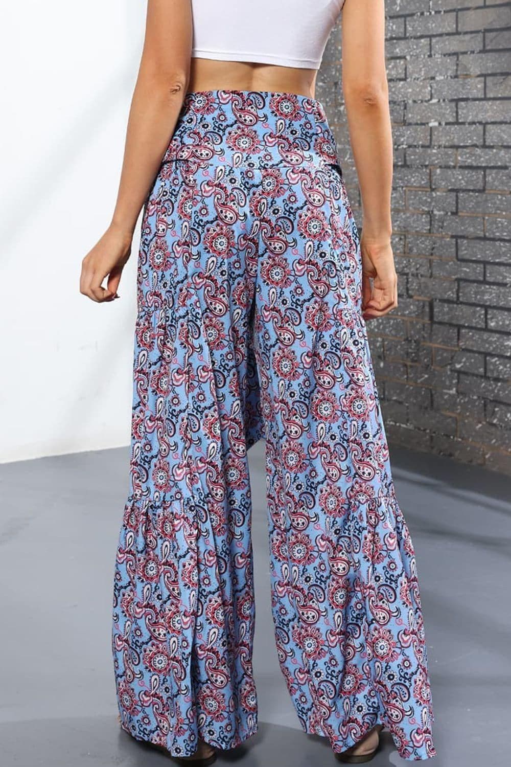 Printed High-Rise Tied Culottes Pants - SwagglyLife Home & Fashion