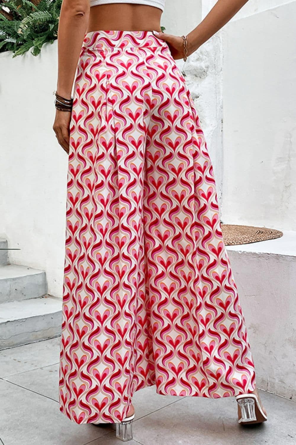 Printed High-Waist Culottes Pants - SwagglyLife Home & Fashion