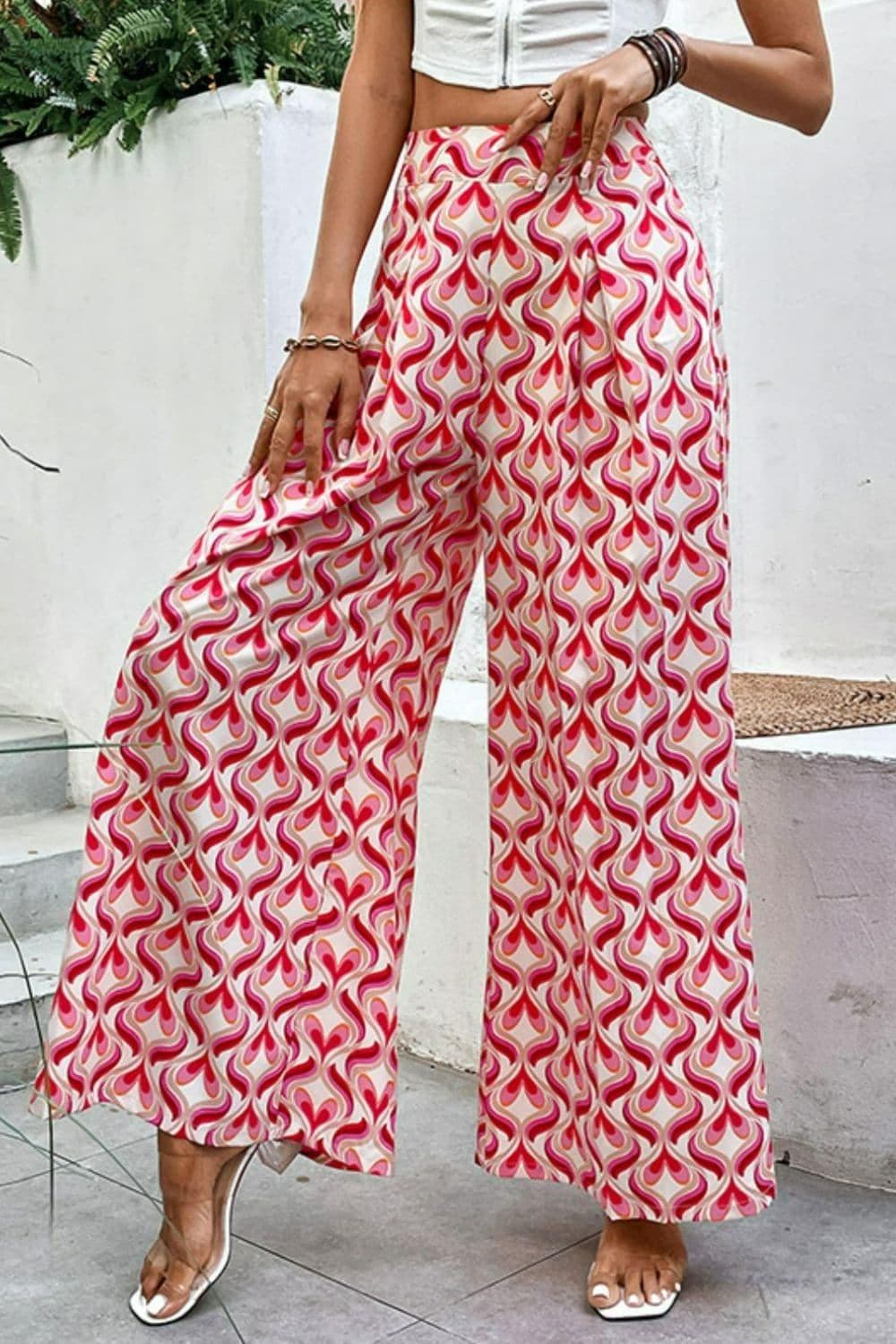 Printed High-Waist Culottes Pants - SwagglyLife Home & Fashion