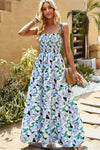 Printed Tie-Shoulder Smocked Maxi Dress, Multiple Colors - SwagglyLife Home & Fashion