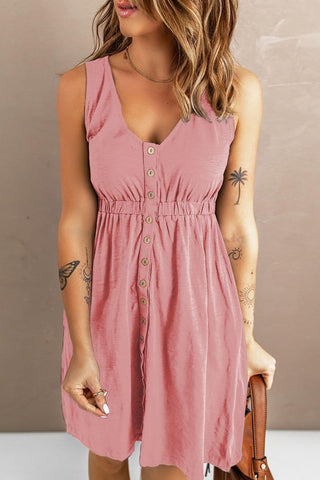 Sleeveless Button Down Mini Magic Dress - SwagglyLife Home & Fashion