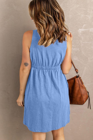 Sleeveless Button Down Mini Magic Dress - SwagglyLife Home & Fashion