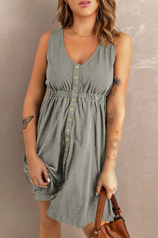 Sleeveless Button Down Mini Magic Dress - SwagglyLife Home & Fashion