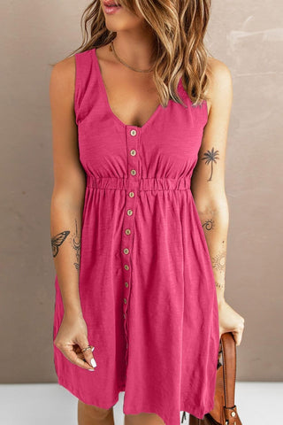 Sleeveless Button Down Mini Magic Dress - SwagglyLife Home & Fashion