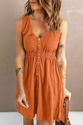 Sleeveless Button Down Mini Magic Dress - SwagglyLife Home & Fashion