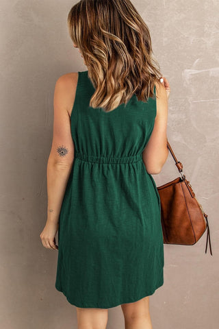 Sleeveless Button Down Mini Magic Dress - SwagglyLife Home & Fashion