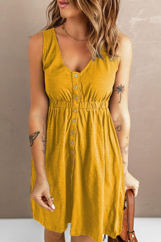 Sleeveless Button Down Mini Magic Dress - SwagglyLife Home & Fashion