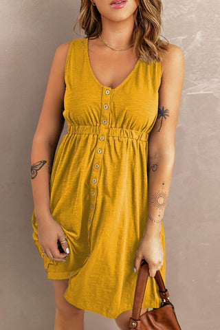 Sleeveless Button Down Mini Magic Dress - SwagglyLife Home & Fashion