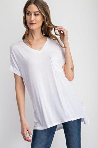 RAE MODE V Neck Basic High-Low Hem Top - SwagglyLife Home & Fashion