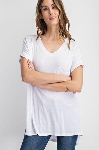 RAE MODE V Neck Basic High-Low Hem Top - SwagglyLife Home & Fashion