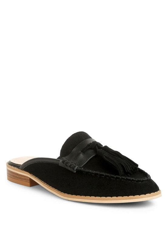 Rag & Co Edmanda Tassel Detail Leather Mules - SwagglyLife Home & Fashion