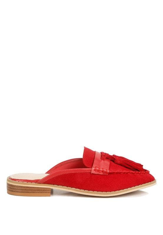 Rag & Co Edmanda Tassel Detail Leather Mules - SwagglyLife Home & Fashion