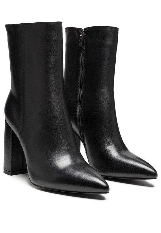 RAG & CO. MARGEN Ankle-High Pointed Toe Block Heeled Boot, 2 Colors - SwagglyLife Home & Fashion