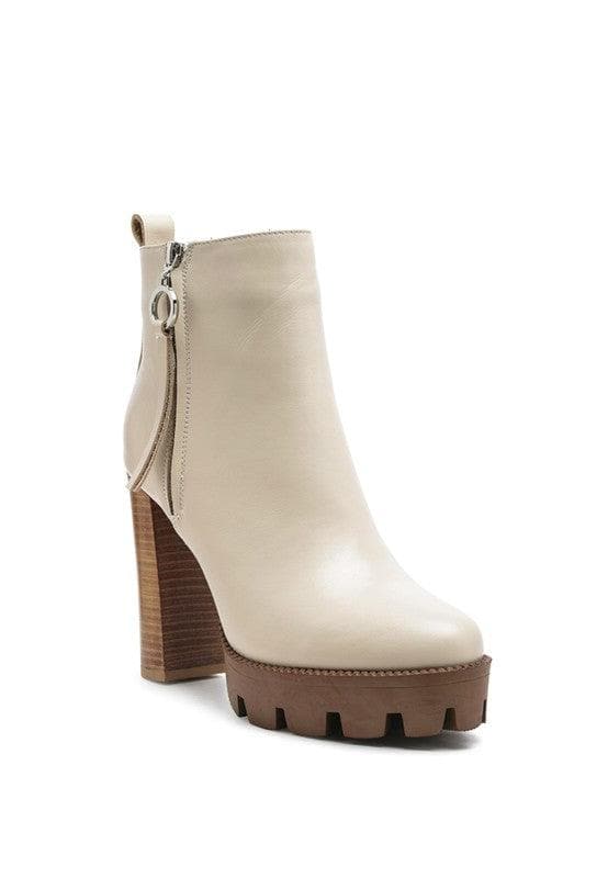 Rag & Co. MISTRESS High Block Heeled Chunky Leather Boot, 2 Colors - SwagglyLife Home & Fashion