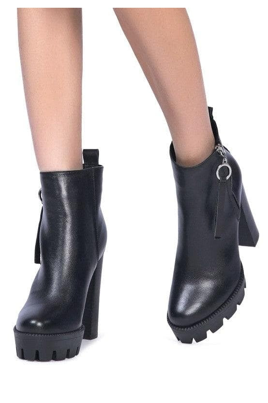 Rag & Co. MISTRESS High Block Heeled Chunky Leather Boot, 2 Colors - SwagglyLife Home & Fashion