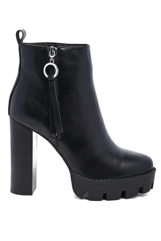 Rag & Co. MISTRESS High Block Heeled Chunky Leather Boot, 2 Colors - SwagglyLife Home & Fashion