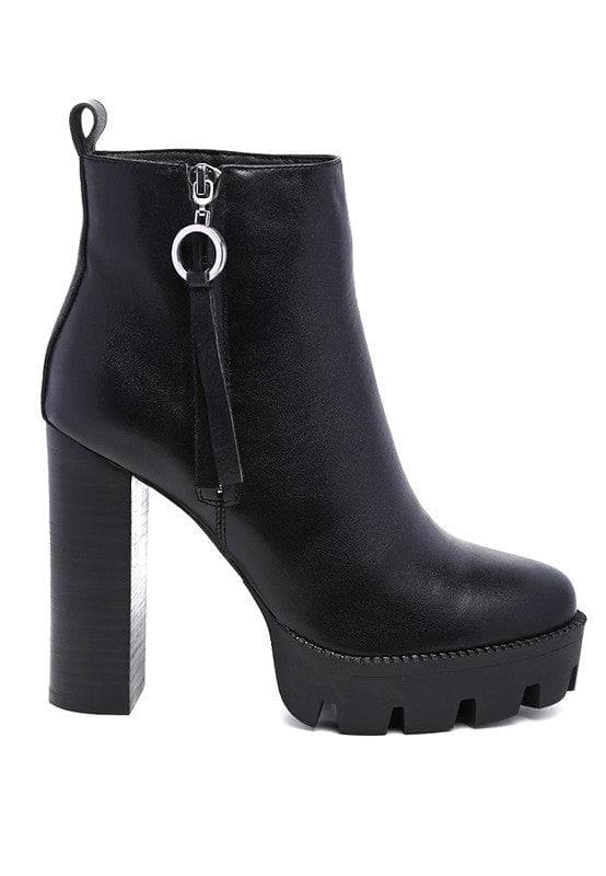 Rag & Co. MISTRESS High Block Heeled Chunky Leather Boot, 2 Colors - SwagglyLife Home & Fashion