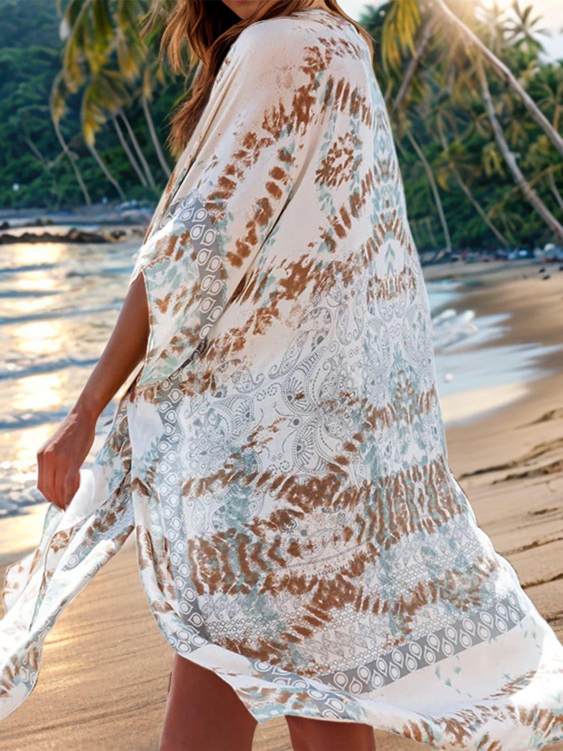 Ready for Sun Printed Open Front Cover-Up - SwagglyLife Home & Fashion
