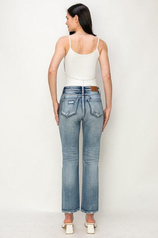 Reagan High Rise Crystal Embellished Crop Straight Jeans - SwagglyLife Home & Fashion