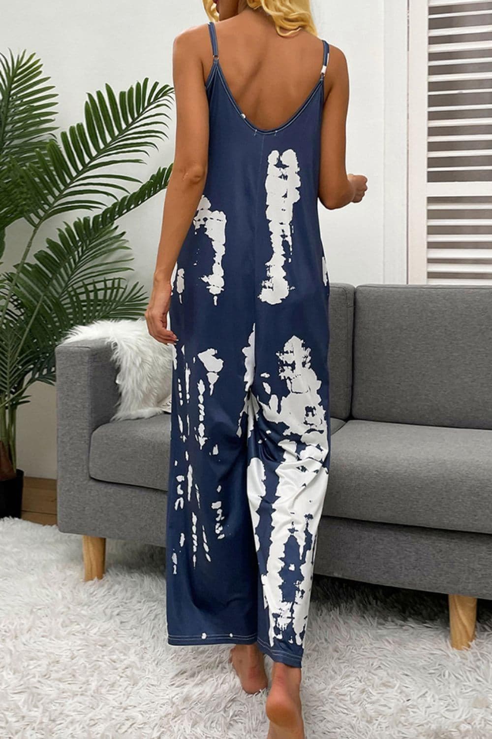 Tie-Dye Spaghetti Strap Jumpsuit with Pockets - SwagglyLife Home & Fashion