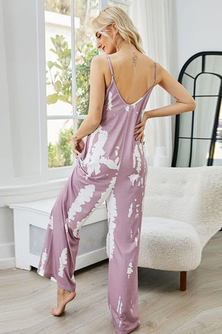 Tie-Dye Spaghetti Strap Jumpsuit with Pockets - SwagglyLife Home & Fashion