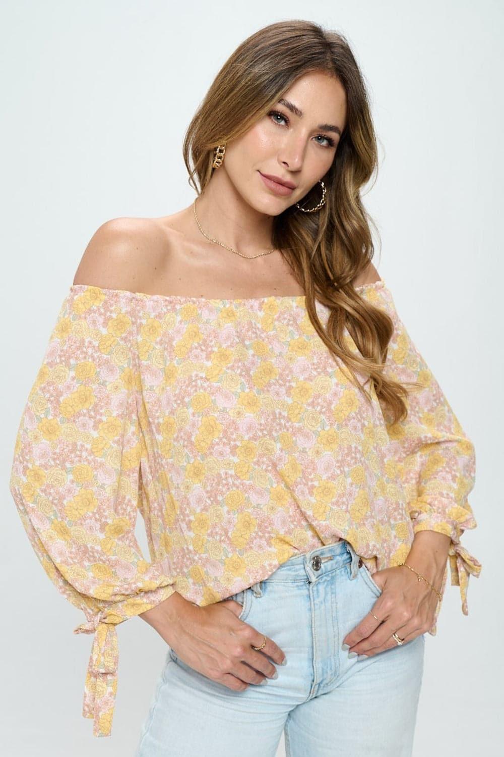 RENEE C Floral Off-Shoulder Long Sleeve Blouse - SwagglyLife Home & Fashion