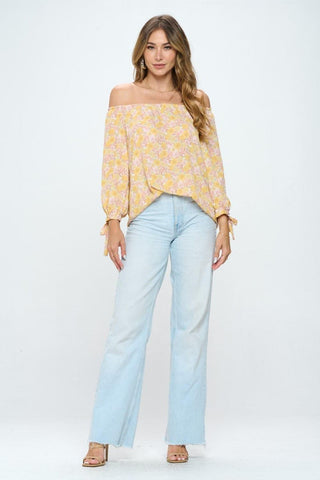 RENEE C Floral Off-Shoulder Long Sleeve Blouse - SwagglyLife Home & Fashion