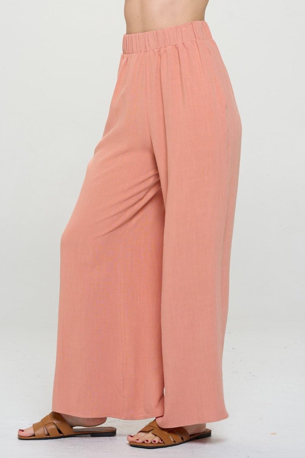 RENEE C Linen Wide Leg Pants with Pockets - SwagglyLife Home & Fashion