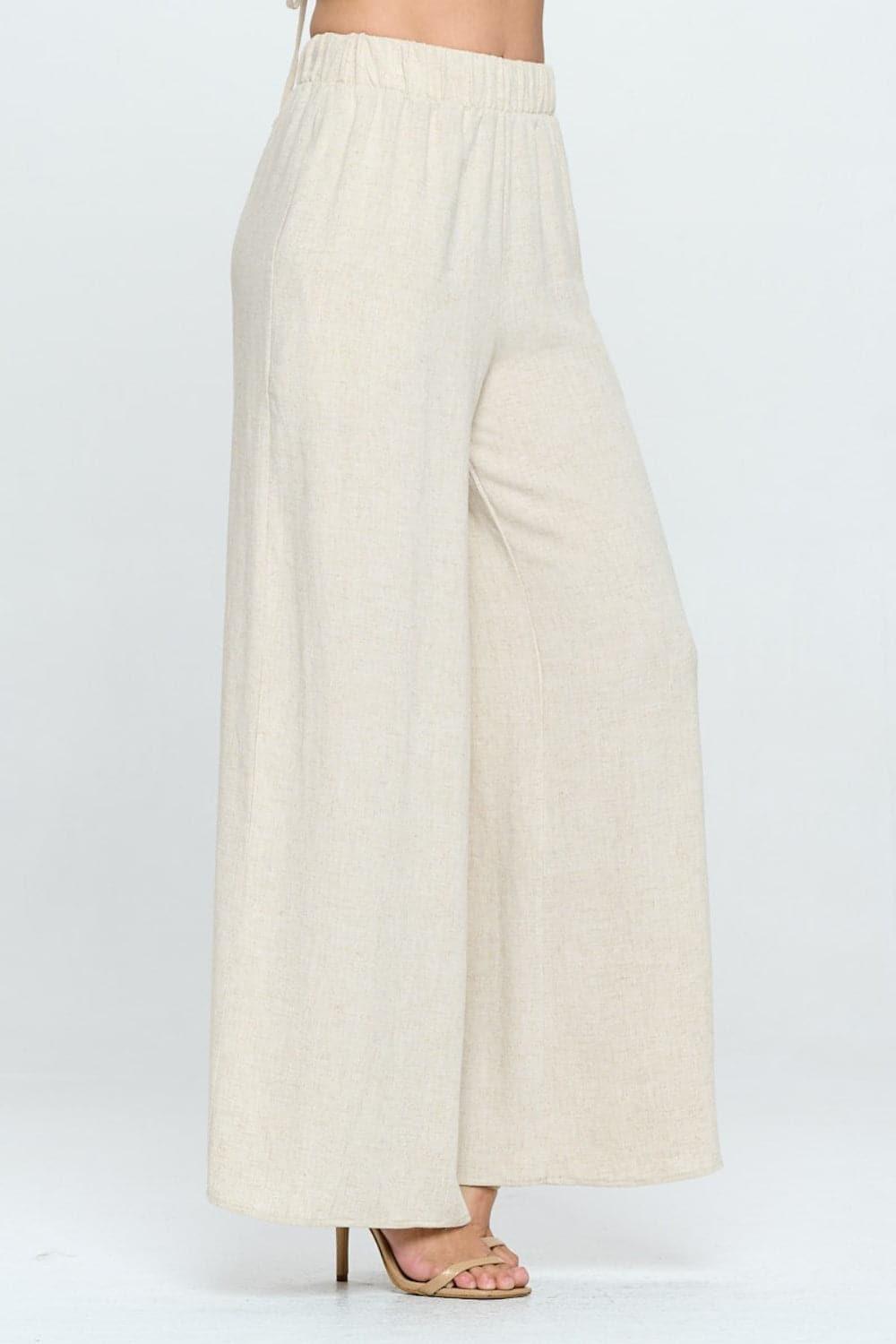 RENEE C Linen Wide Leg Pants with Pockets - SwagglyLife Home & Fashion