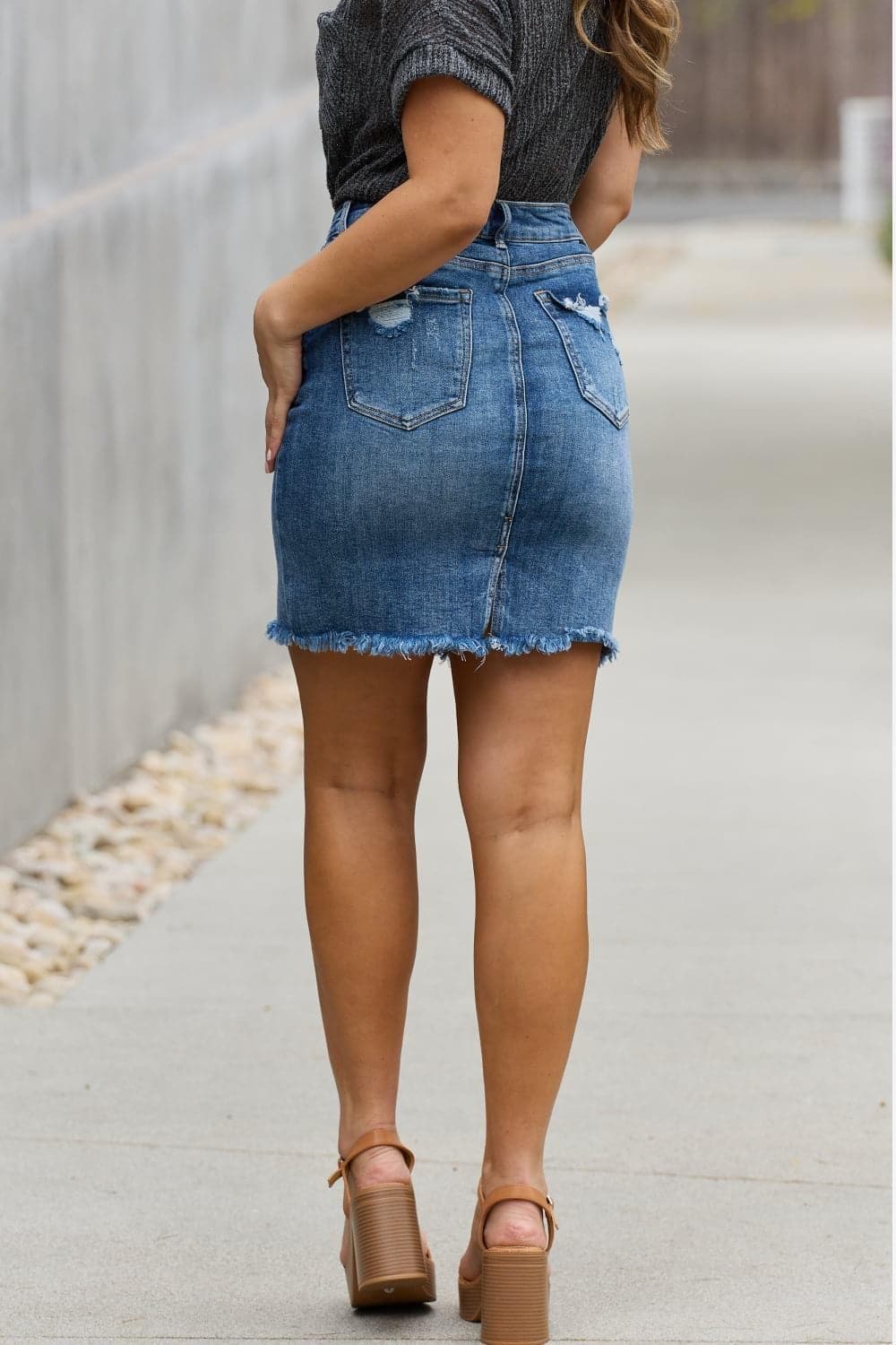 RISEN Amelia Full Size Denim Mini Skirt - SwagglyLife Home & Fashion