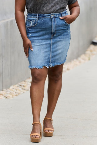 RISEN Amelia Full Size Denim Mini Skirt - SwagglyLife Home & Fashion