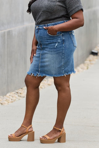 RISEN Amelia Full Size Denim Mini Skirt - SwagglyLife Home & Fashion