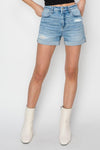 RISEN Distressed Mid-Rise Waist Denim Shorts - SwagglyLife Home & Fashion