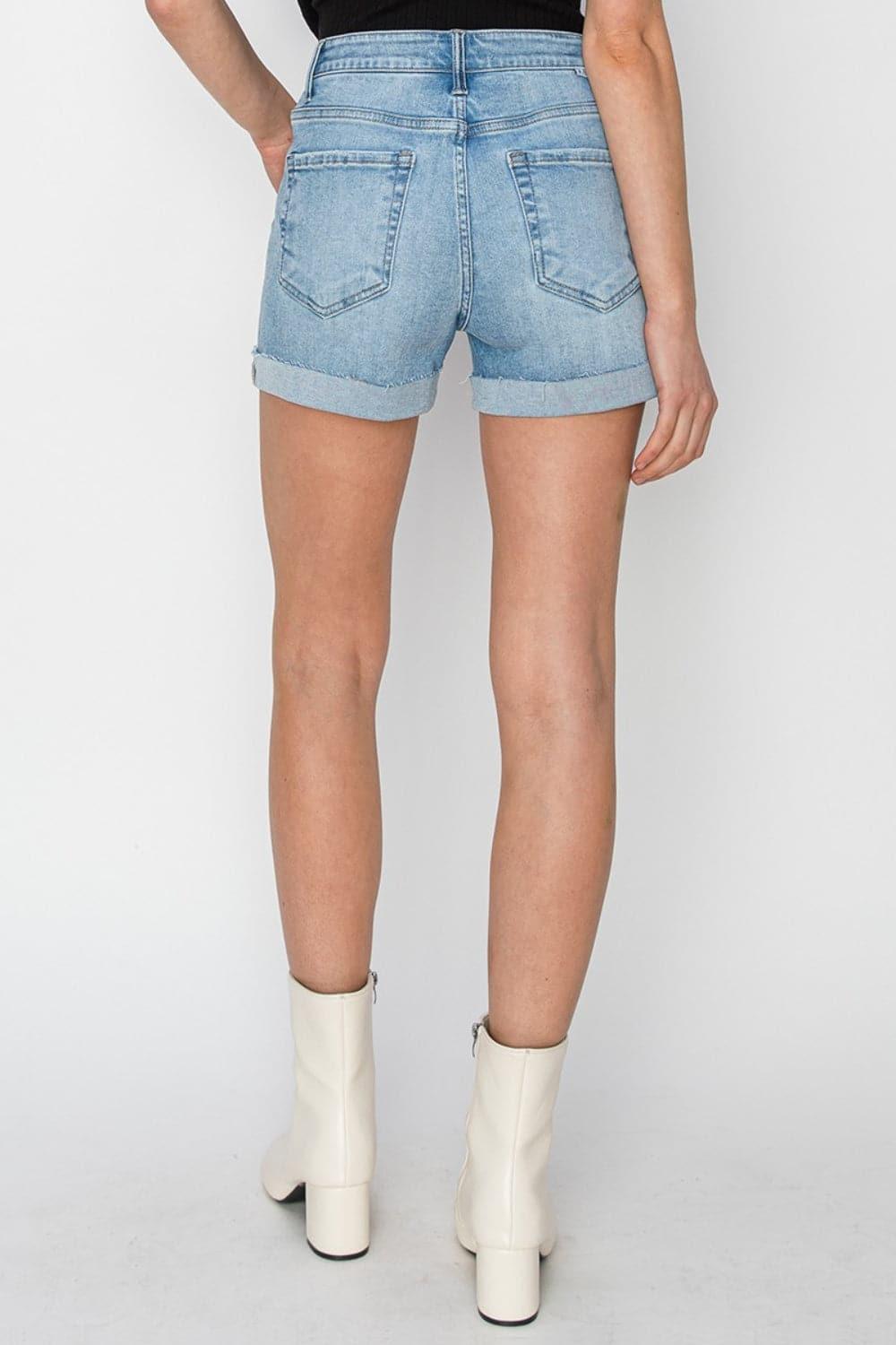 RISEN Distressed Mid-Rise Waist Denim Shorts - SwagglyLife Home & Fashion