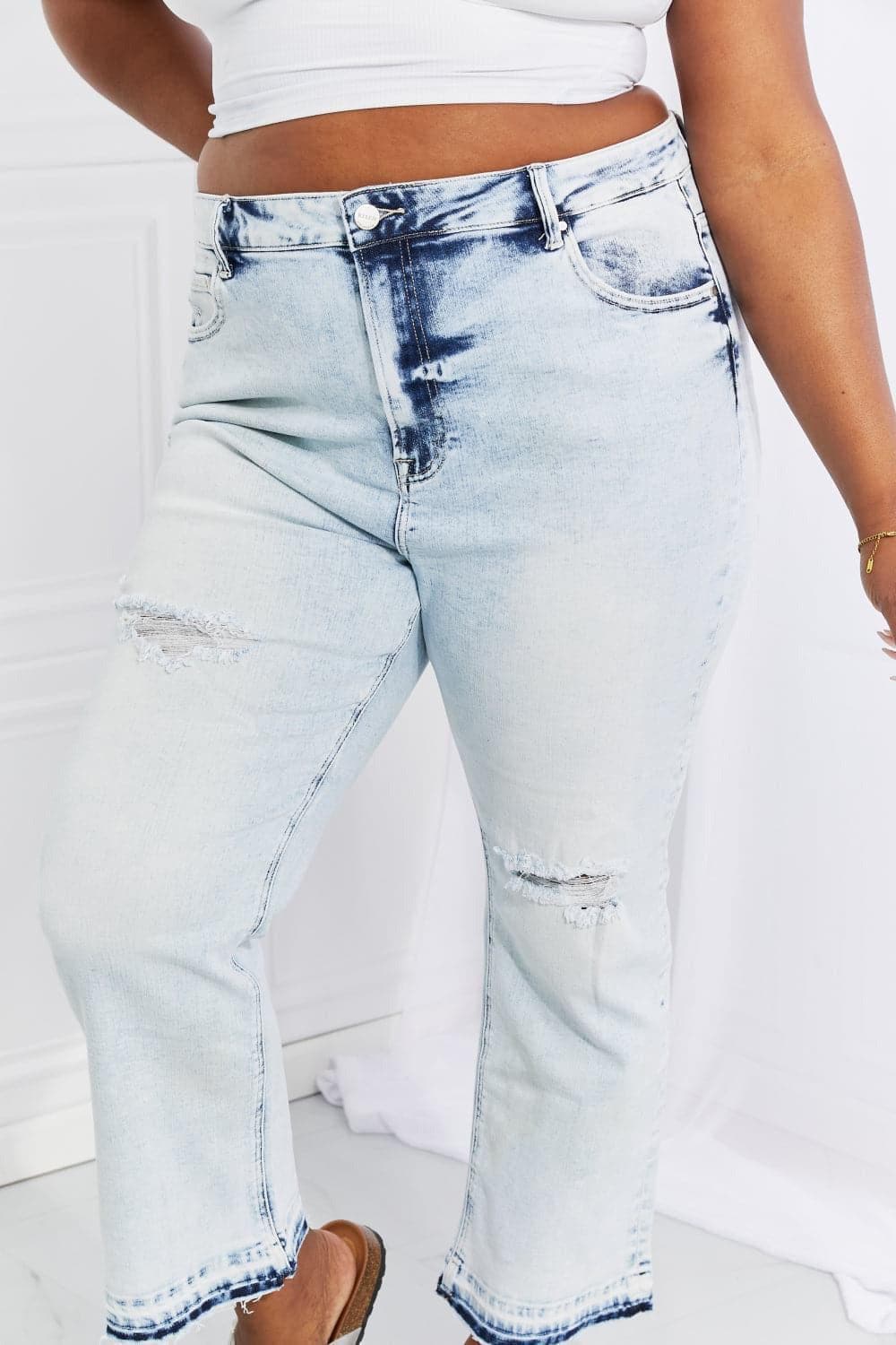 RISEN Full Size Camille Acid Wash Crop Straight Jeans - SwagglyLife Home & Fashion