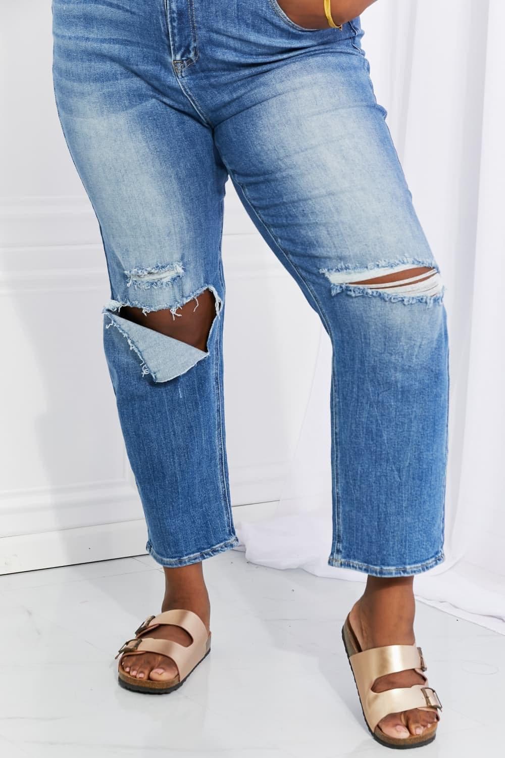 RISEN Full Size Emily High Rise Relaxed Jeans - SwagglyLife Home & Fashion